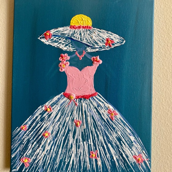 Abstract girl in hat painting